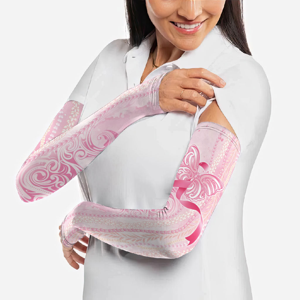 Hawaii Breast Cancer Support Arm Sleeves Maile Pikake Lokelani Crown Flower Lei Inspired