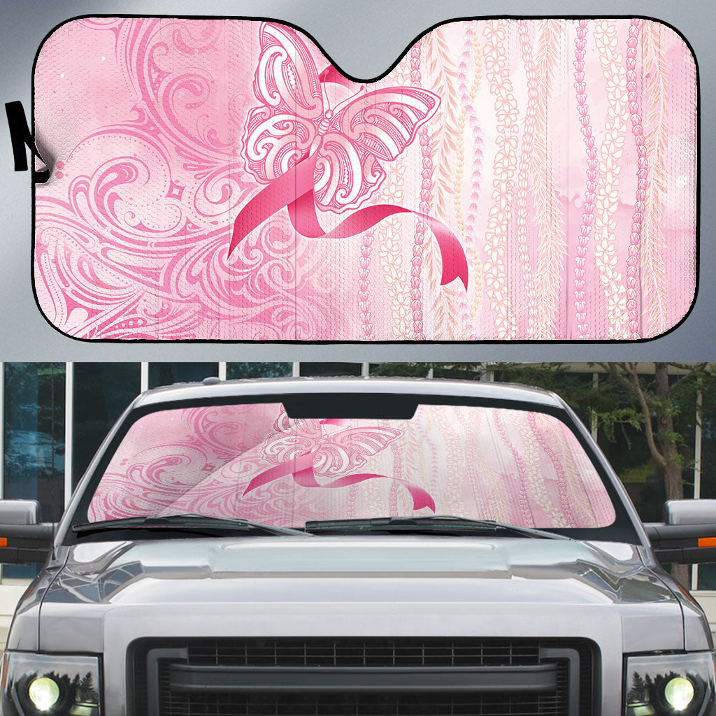 Hawaii Breast Cancer Support Auto Sun Shade Maile Pikake Lokelani Crown Flower Lei Inspired