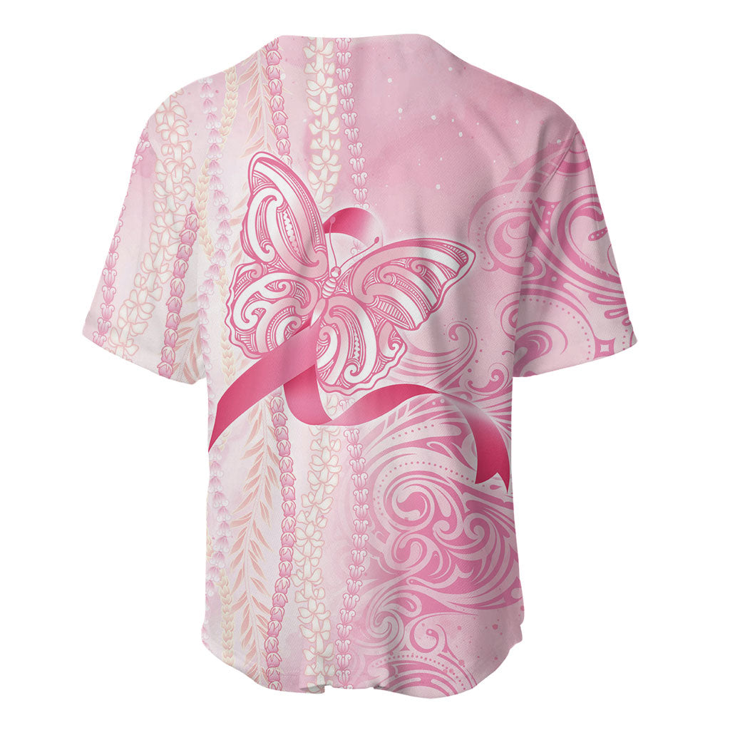 Hawaii Breast Cancer Support Baseball Jersey Maile Pikake Lokelani Crown Flower Lei Inspired