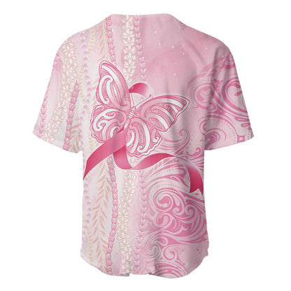 Hawaii Breast Cancer Support Baseball Jersey Maile Pikake Lokelani Crown Flower Lei Inspired