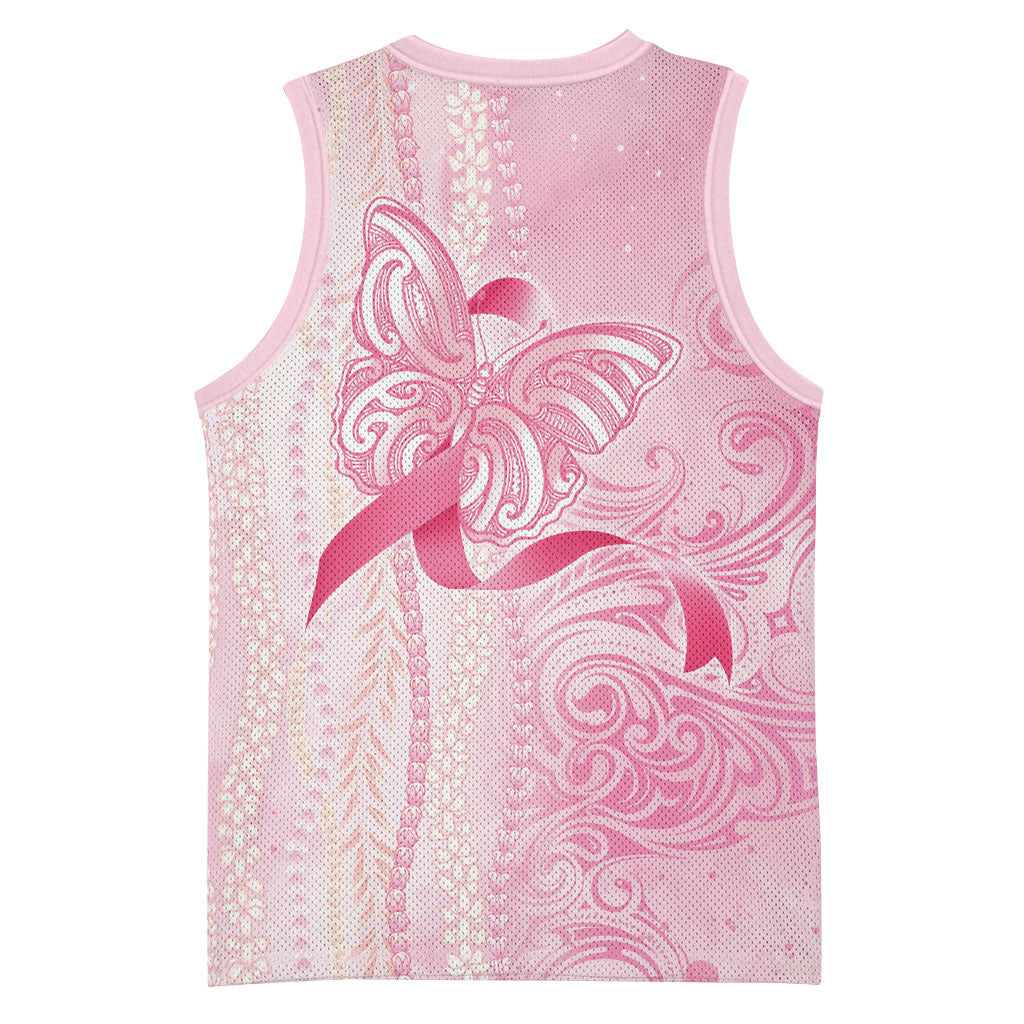 Hawaii Breast Cancer Support Basketball Jersey Maile Pikake Lokelani Crown Flower Lei Inspired