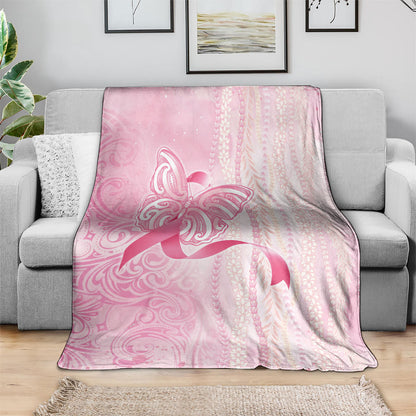 Hawaii Breast Cancer Support Blanket Maile Pikake Lokelani Crown Flower Lei Inspired
