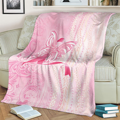 Hawaii Breast Cancer Support Blanket Maile Pikake Lokelani Crown Flower Lei Inspired