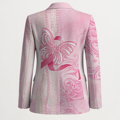 Hawaii Breast Cancer Support Blazer Maile Pikake Lokelani Crown Flower Lei Inspired