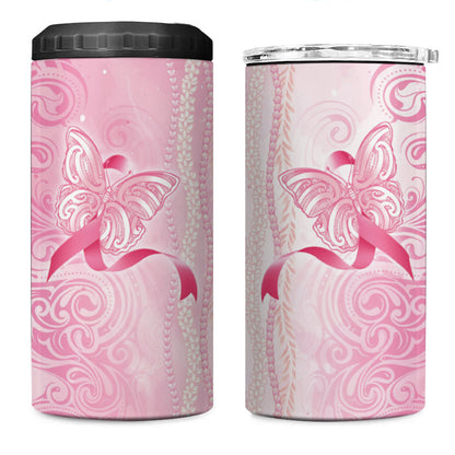 Hawaii Breast Cancer Support 4 in 1 Can Cooler Tumbler Maile Pikake Lokelani Crown Flower Lei Inspired