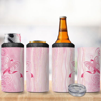 Hawaii Breast Cancer Support 4 in 1 Can Cooler Tumbler Maile Pikake Lokelani Crown Flower Lei Inspired