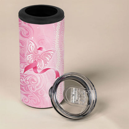 Hawaii Breast Cancer Support 4 in 1 Can Cooler Tumbler Maile Pikake Lokelani Crown Flower Lei Inspired