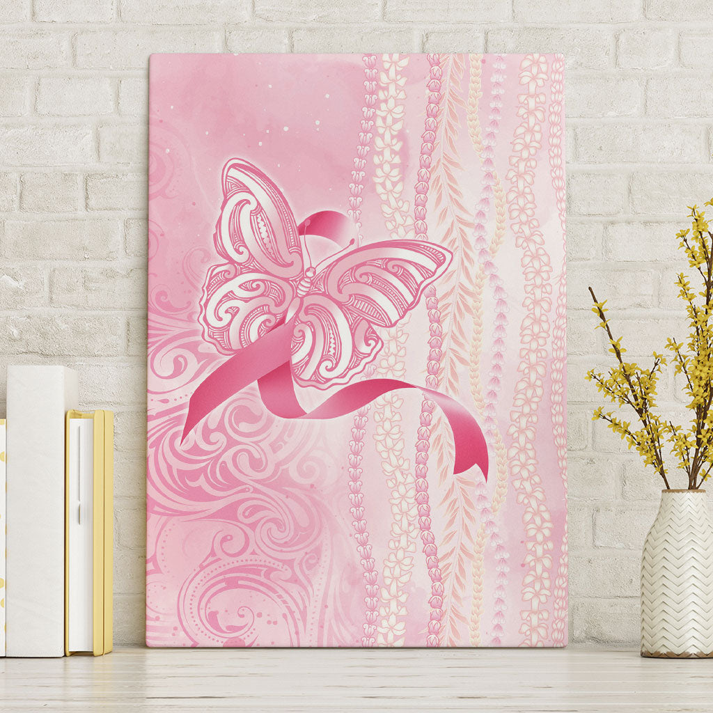 Hawaii Breast Cancer Support Canvas Wall Art Maile Pikake Lokelani Crown Flower Lei Inspired