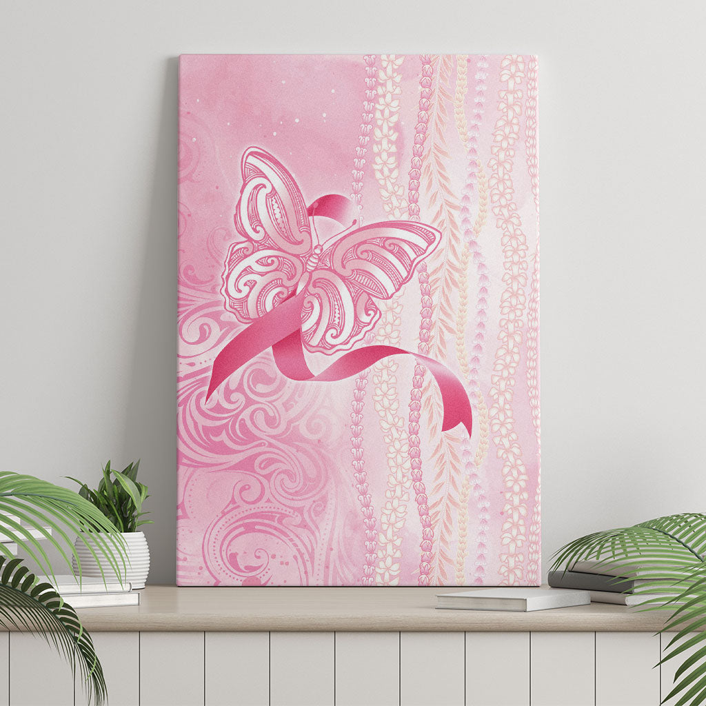 Hawaii Breast Cancer Support Canvas Wall Art Maile Pikake Lokelani Crown Flower Lei Inspired