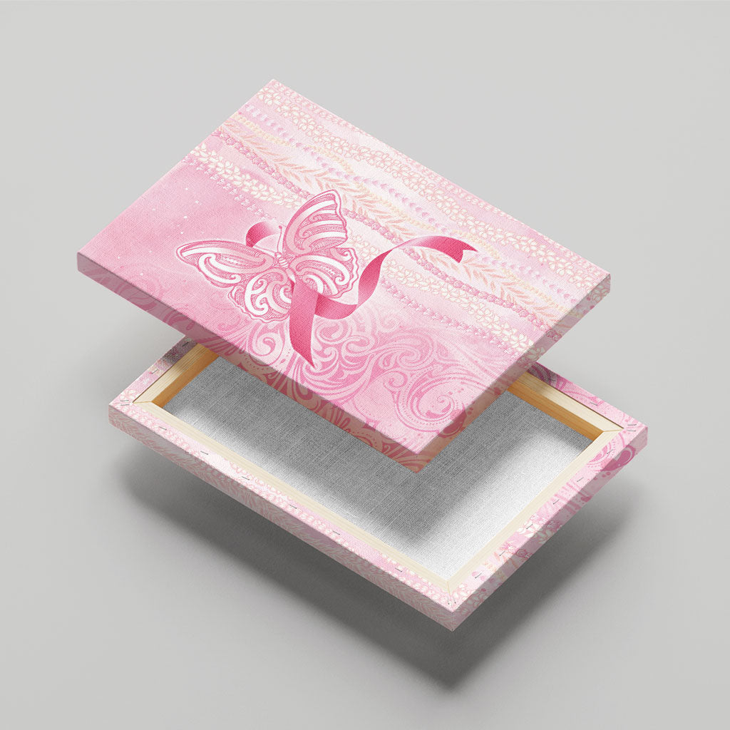 Hawaii Breast Cancer Support Canvas Wall Art Maile Pikake Lokelani Crown Flower Lei Inspired