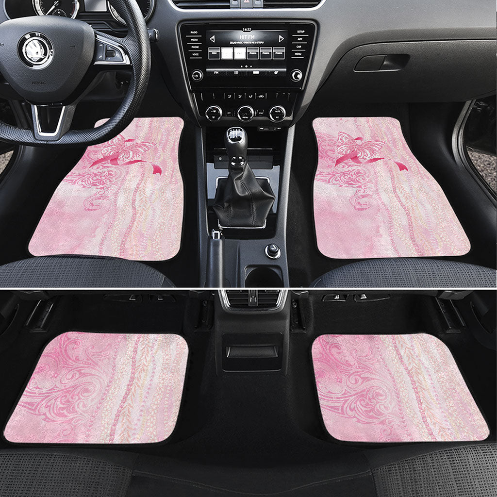 Hawaii Breast Cancer Support Car Mats Maile Pikake Lokelani Crown Flower Lei Inspired