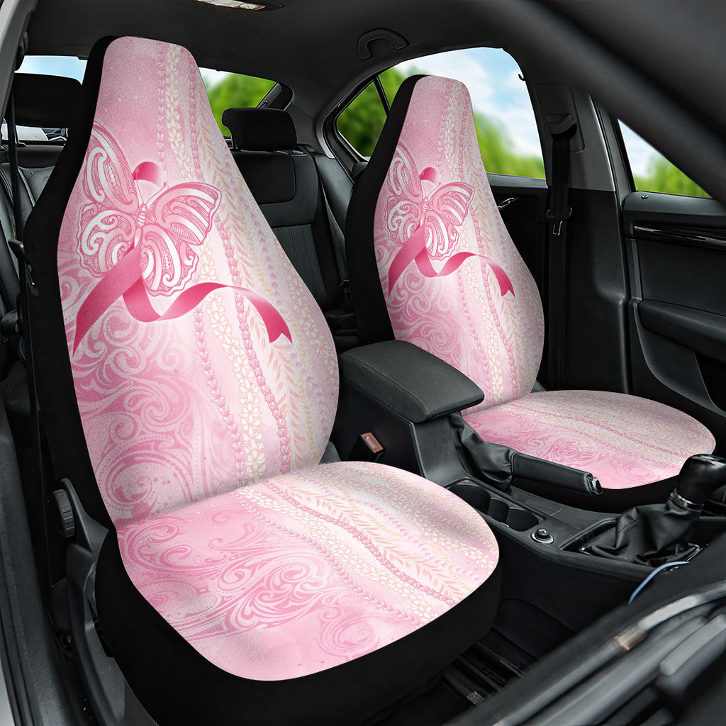 Hawaii Breast Cancer Support Car Seat Cover Maile Pikake Lokelani Crown Flower Lei Inspired