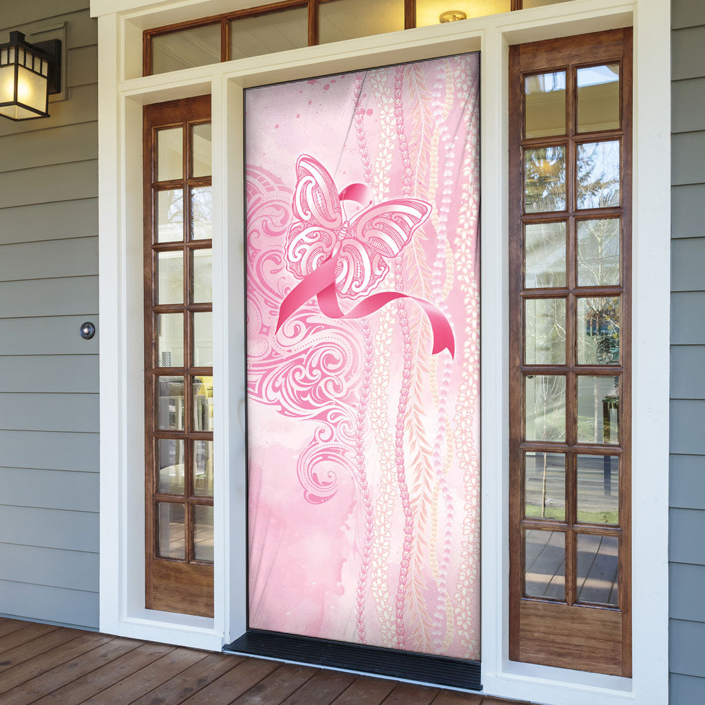 Hawaii Breast Cancer Support Door Cover Maile Pikake Lokelani Crown Flower Lei Inspired