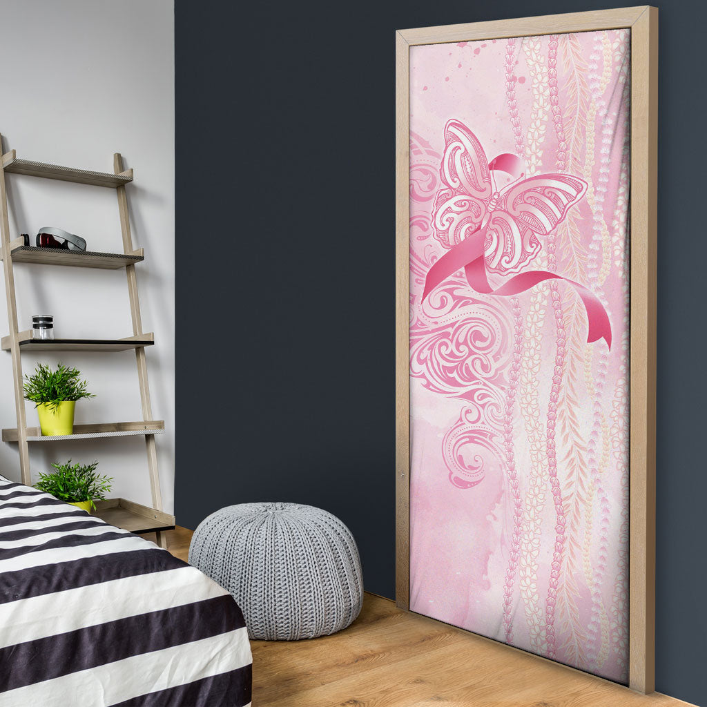 Hawaii Breast Cancer Support Door Cover Maile Pikake Lokelani Crown Flower Lei Inspired