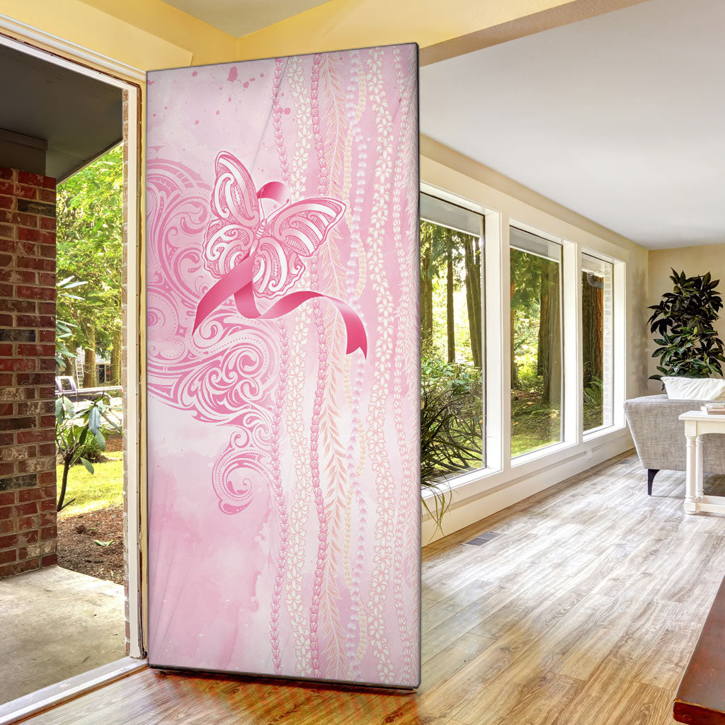 Hawaii Breast Cancer Support Door Cover Maile Pikake Lokelani Crown Flower Lei Inspired