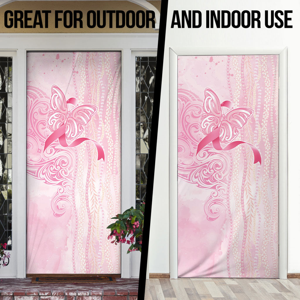 Hawaii Breast Cancer Support Door Cover Maile Pikake Lokelani Crown Flower Lei Inspired