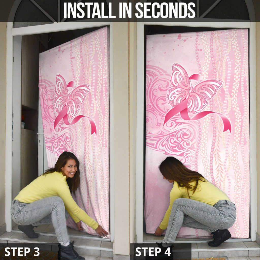 Hawaii Breast Cancer Support Door Cover Maile Pikake Lokelani Crown Flower Lei Inspired