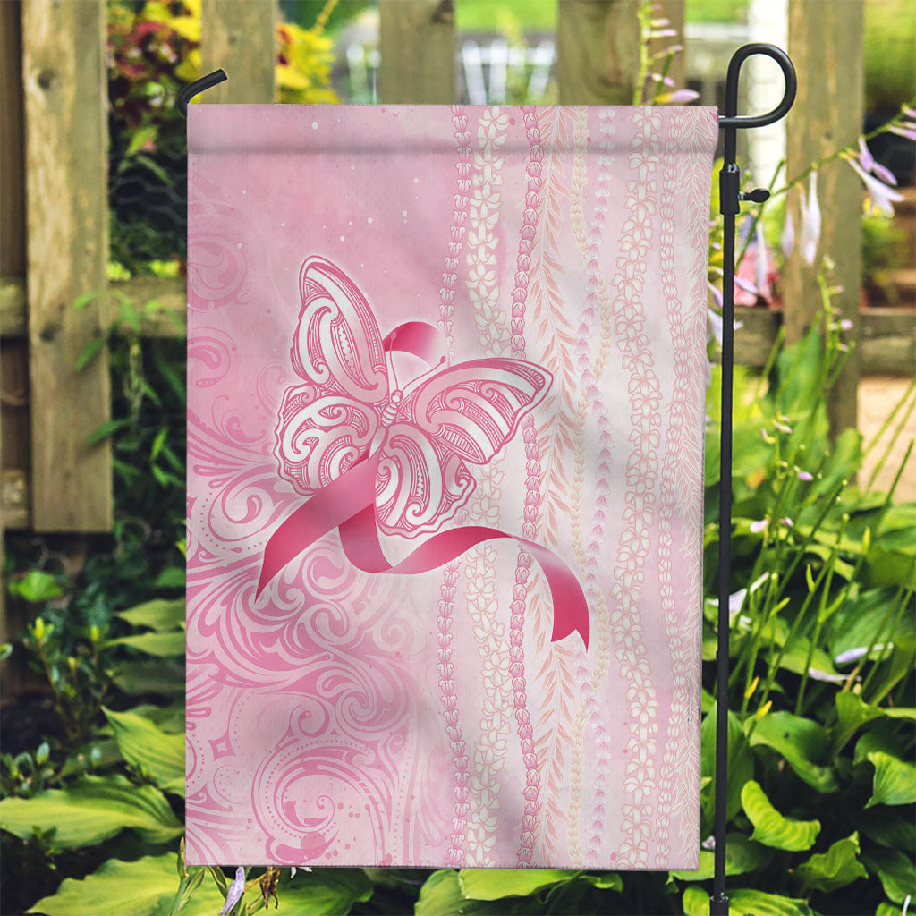 Hawaii Breast Cancer Support Garden Flag Maile Pikake Lokelani Crown Flower Lei Inspired