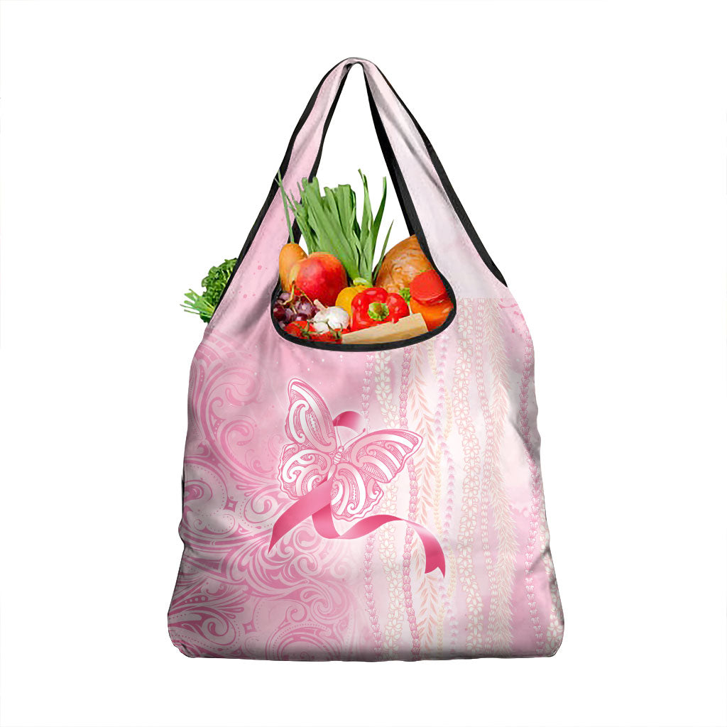 Hawaii Breast Cancer Support Grocery Bag Maile Pikake Lokelani Crown Flower Lei Inspired