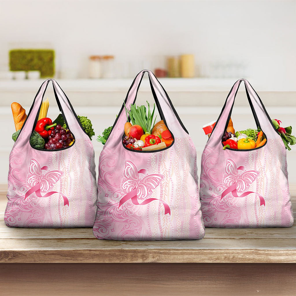 Hawaii Breast Cancer Support Grocery Bag Maile Pikake Lokelani Crown Flower Lei Inspired