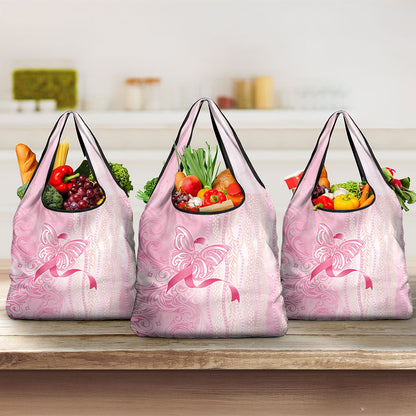 Hawaii Breast Cancer Support Grocery Bag Maile Pikake Lokelani Crown Flower Lei Inspired