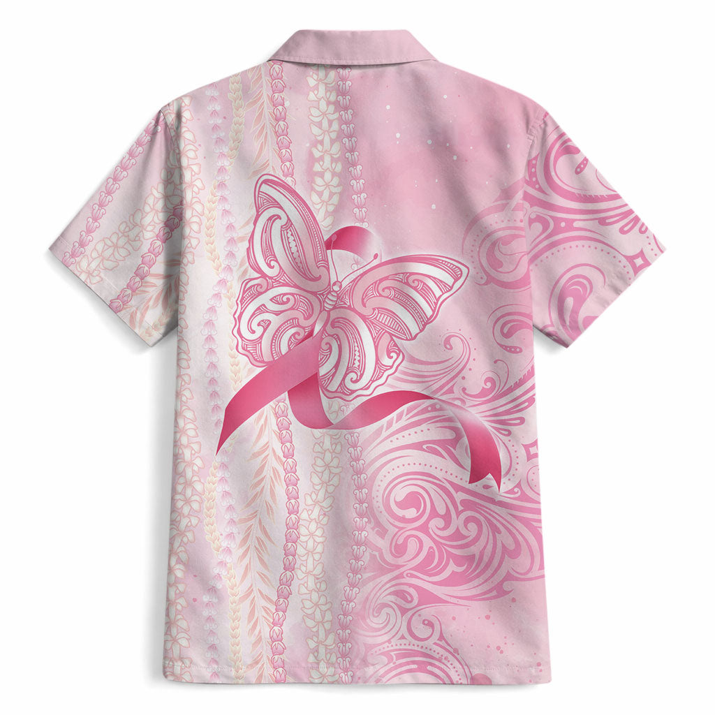 Hawaii Breast Cancer Support Hawaiian Shirt Maile Pikake Lokelani Crown Flower Lei Inspired