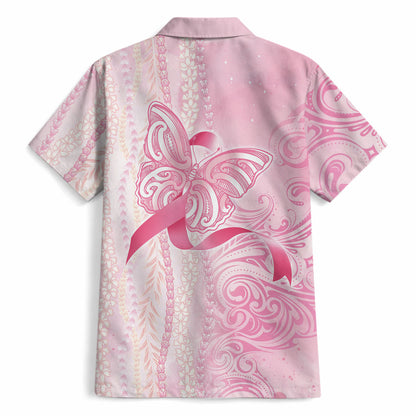 Hawaii Breast Cancer Support Hawaiian Shirt Maile Pikake Lokelani Crown Flower Lei Inspired