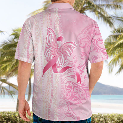 Hawaii Breast Cancer Support Hawaiian Shirt Maile Pikake Lokelani Crown Flower Lei Inspired