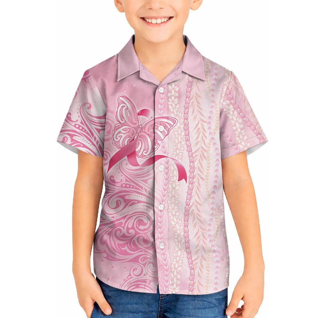 Hawaii Breast Cancer Support Hawaiian Shirt Maile Pikake Lokelani Crown Flower Lei Inspired