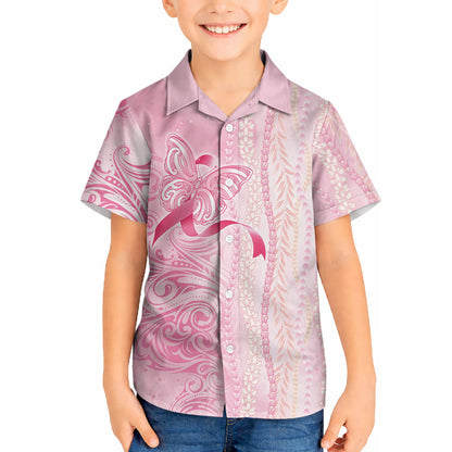 Hawaii Breast Cancer Support Hawaiian Shirt Maile Pikake Lokelani Crown Flower Lei Inspired