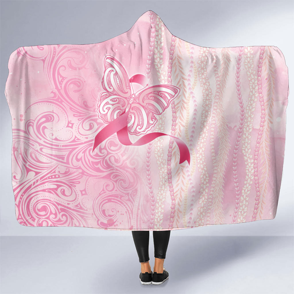 Hawaii Breast Cancer Support Hooded Blanket Maile Pikake Lokelani Crown Flower Lei Inspired