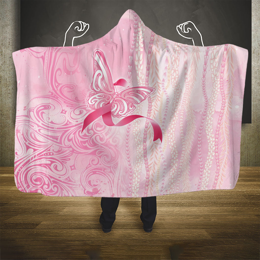 Hawaii Breast Cancer Support Hooded Blanket Maile Pikake Lokelani Crown Flower Lei Inspired