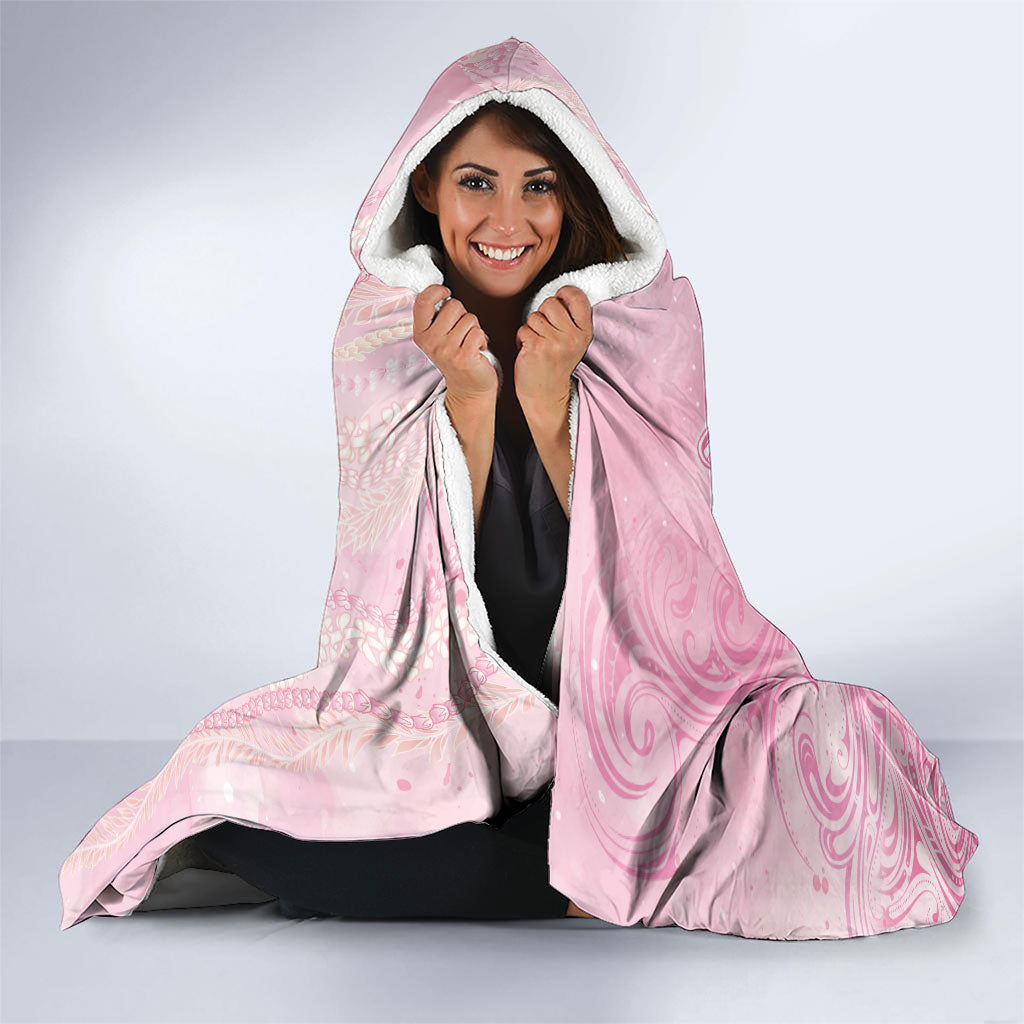 Hawaii Breast Cancer Support Hooded Blanket Maile Pikake Lokelani Crown Flower Lei Inspired