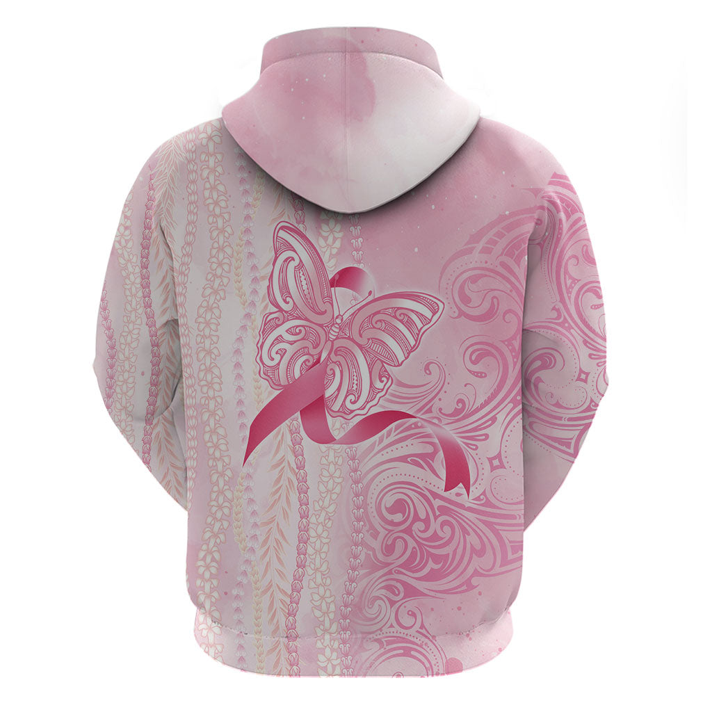 Hawaii Breast Cancer Support Hoodie Maile Pikake Lokelani Crown Flower Lei Inspired