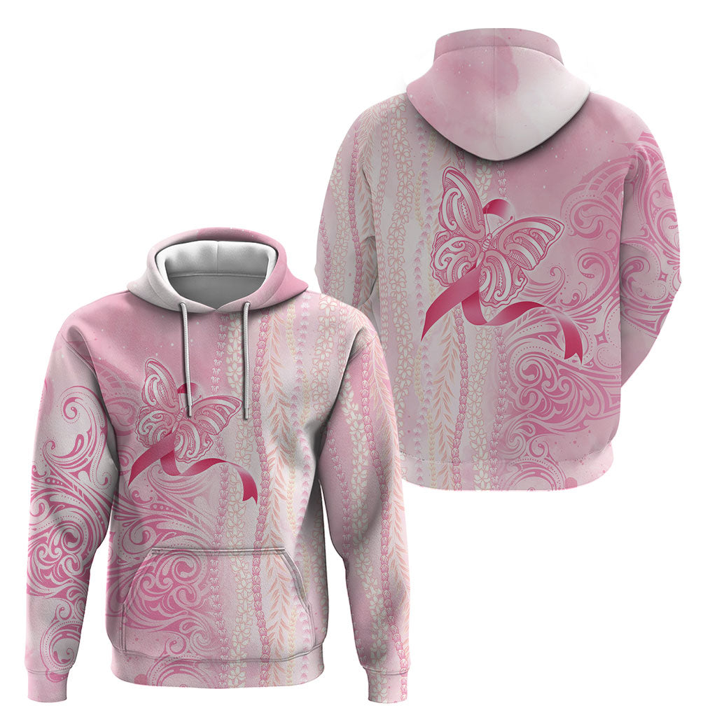 Hawaii Breast Cancer Support Hoodie Maile Pikake Lokelani Crown Flower Lei Inspired