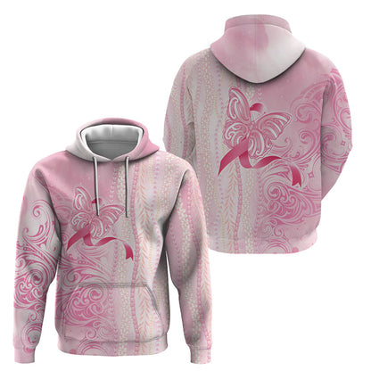 Hawaii Breast Cancer Support Hoodie Maile Pikake Lokelani Crown Flower Lei Inspired