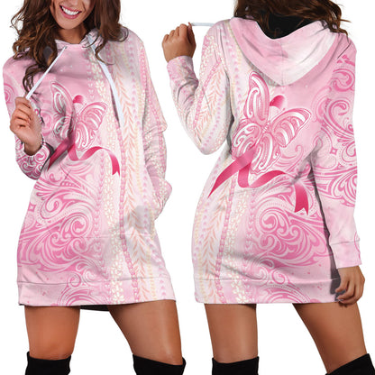 Hawaii Breast Cancer Support Hoodie Dress Maile Pikake Lokelani Crown Flower Lei Inspired