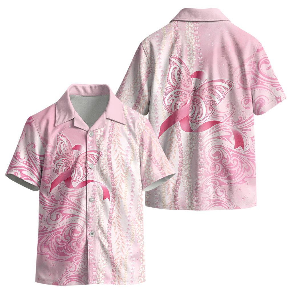 Hawaii Breast Cancer Support Kid Hawaiian Shirt Maile Pikake Lokelani Crown Flower Lei Inspired