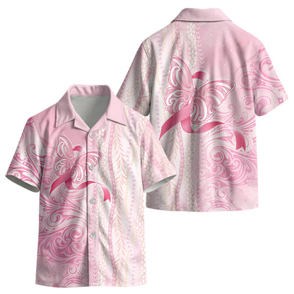 Hawaii Breast Cancer Support Kid Hawaiian Shirt Maile Pikake Lokelani Crown Flower Lei Inspired