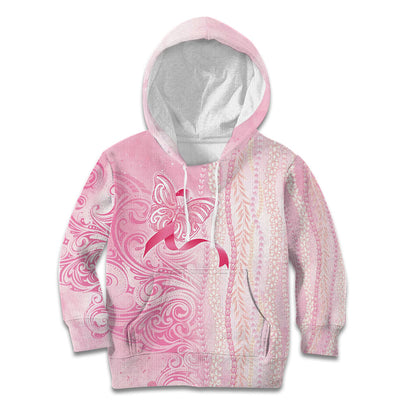 Hawaii Breast Cancer Support Kid Hoodie Maile Pikake Lokelani Crown Flower Lei Inspired