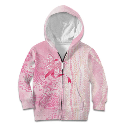 Hawaii Breast Cancer Support Kid Hoodie Maile Pikake Lokelani Crown Flower Lei Inspired