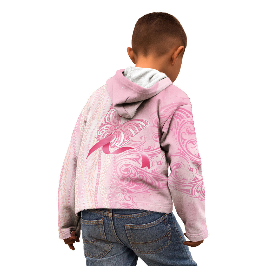 Hawaii Breast Cancer Support Kid Hoodie Maile Pikake Lokelani Crown Flower Lei Inspired