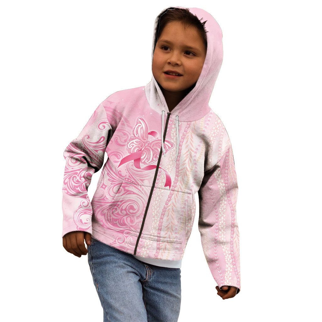 Hawaii Breast Cancer Support Kid Hoodie Maile Pikake Lokelani Crown Flower Lei Inspired