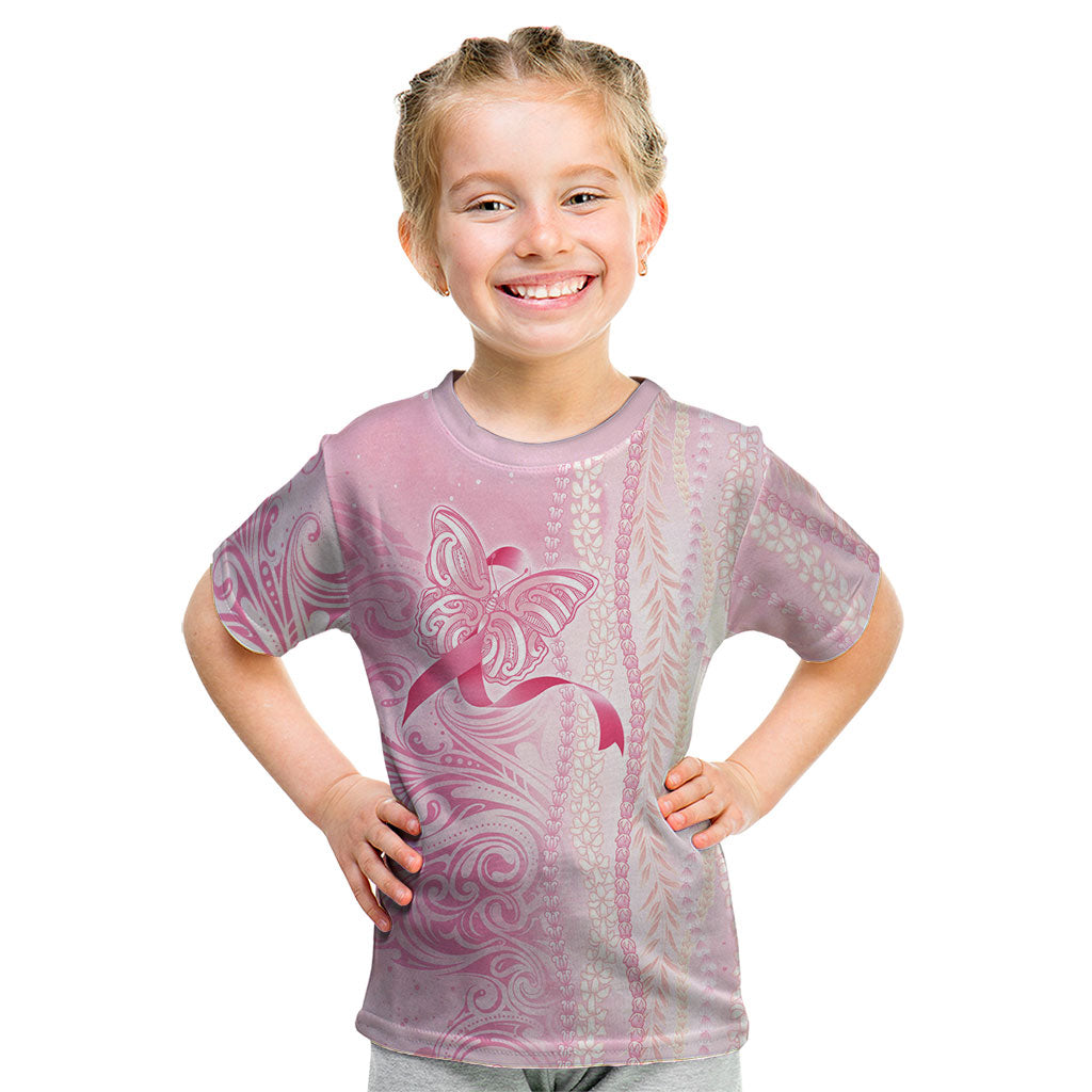 Hawaii Breast Cancer Support Kid T Shirt Maile Pikake Lokelani Crown Flower Lei Inspired