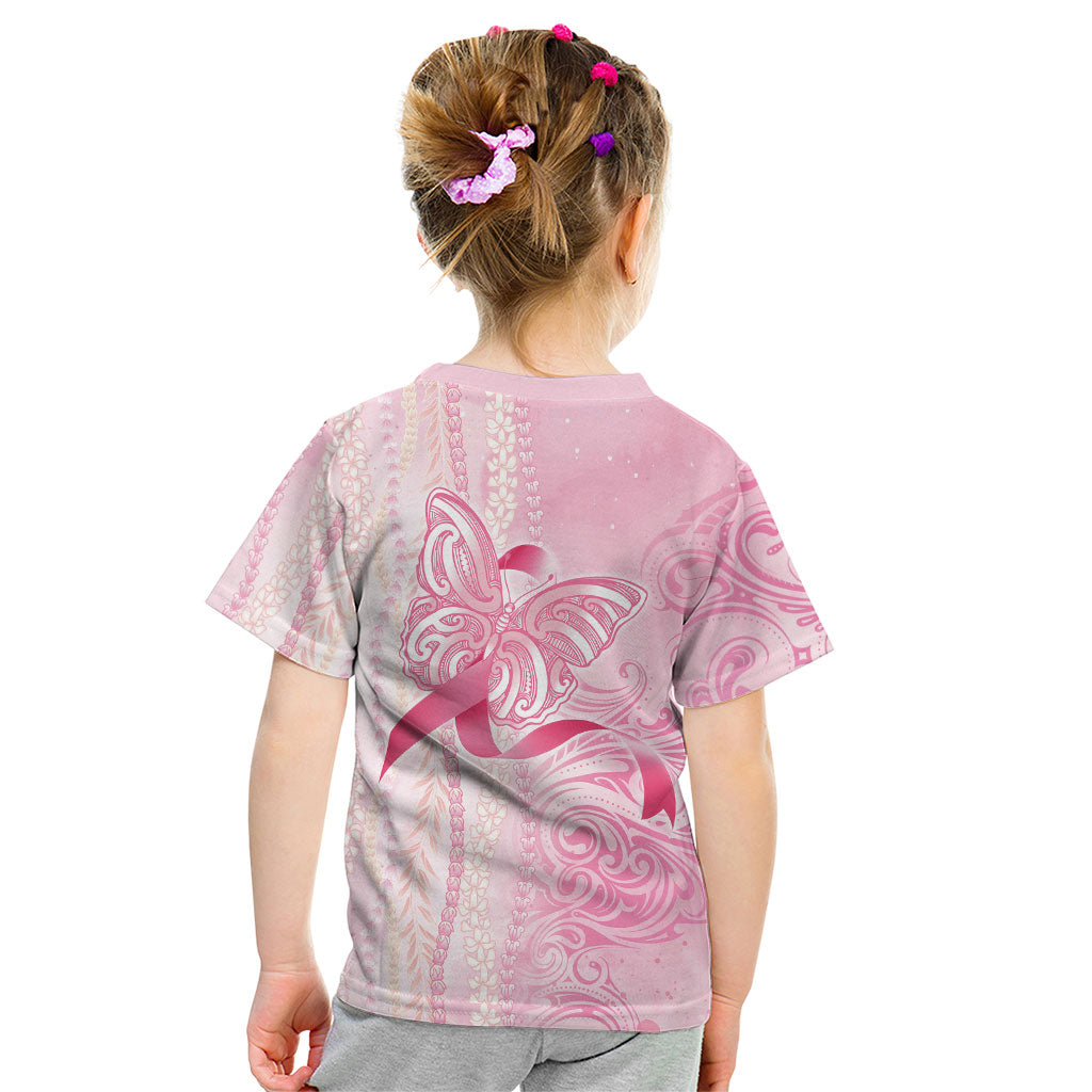 Hawaii Breast Cancer Support Kid T Shirt Maile Pikake Lokelani Crown Flower Lei Inspired