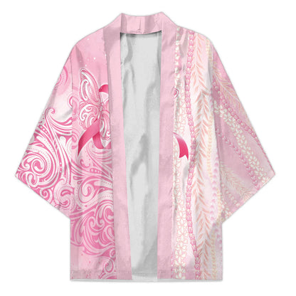 Hawaii Breast Cancer Support Kimono Maile Pikake Lokelani Crown Flower Lei Inspired