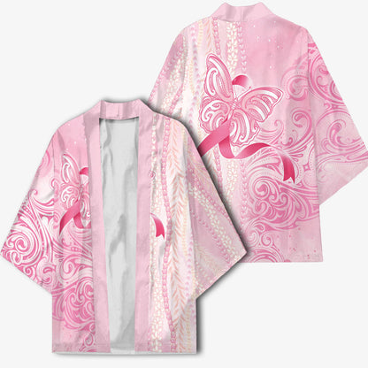 Hawaii Breast Cancer Support Kimono Maile Pikake Lokelani Crown Flower Lei Inspired