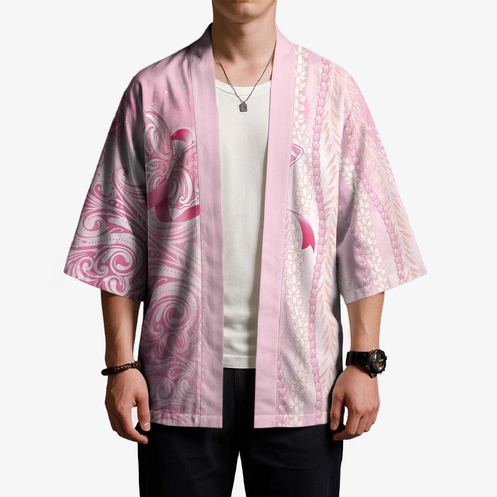 Hawaii Breast Cancer Support Kimono Maile Pikake Lokelani Crown Flower Lei Inspired