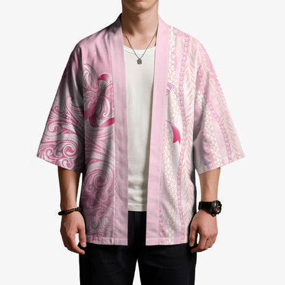 Hawaii Breast Cancer Support Kimono Maile Pikake Lokelani Crown Flower Lei Inspired
