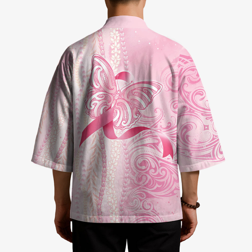 Hawaii Breast Cancer Support Kimono Maile Pikake Lokelani Crown Flower Lei Inspired